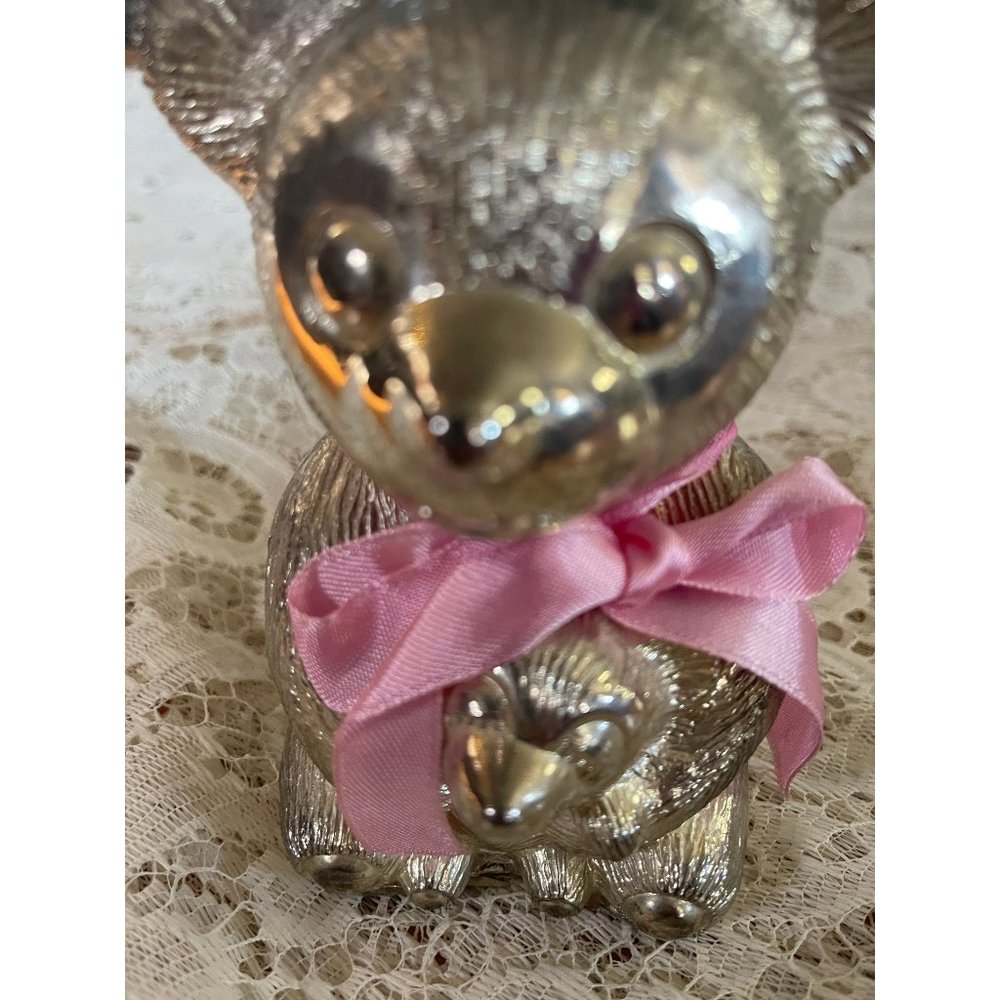 Silver Plated Vintage Bear and cub bank